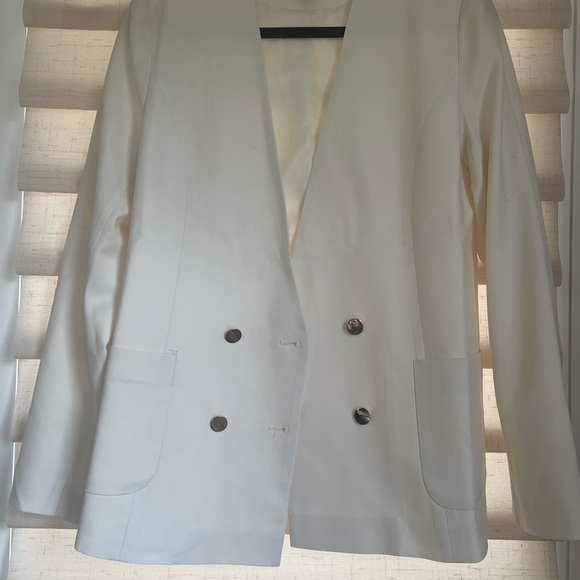 New KULE The Nelson Cream 100% Wool Lined Blazer Size L Retails $428 - Picture 3 of 12